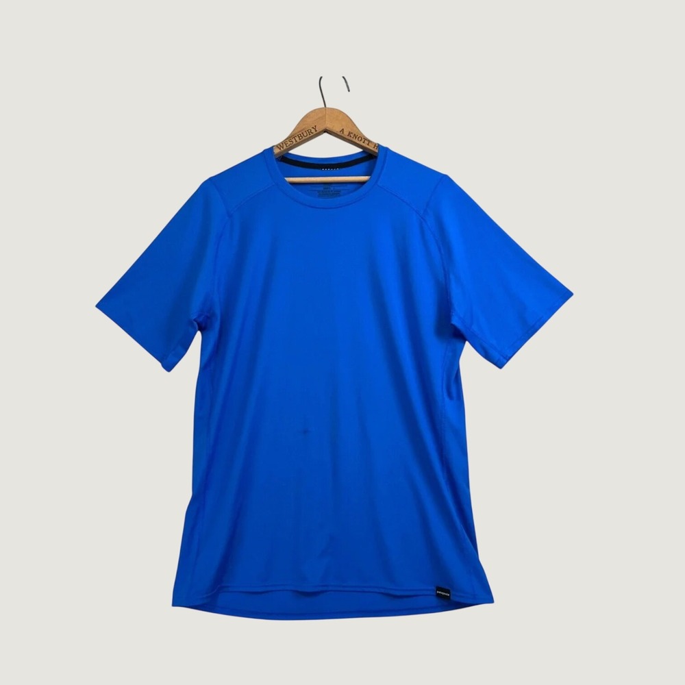 Patagonia Capilene‎ 1 Silkweight Mens Large Blue Short Sleeve Hiking Shirt 45665